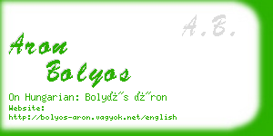 aron bolyos business card